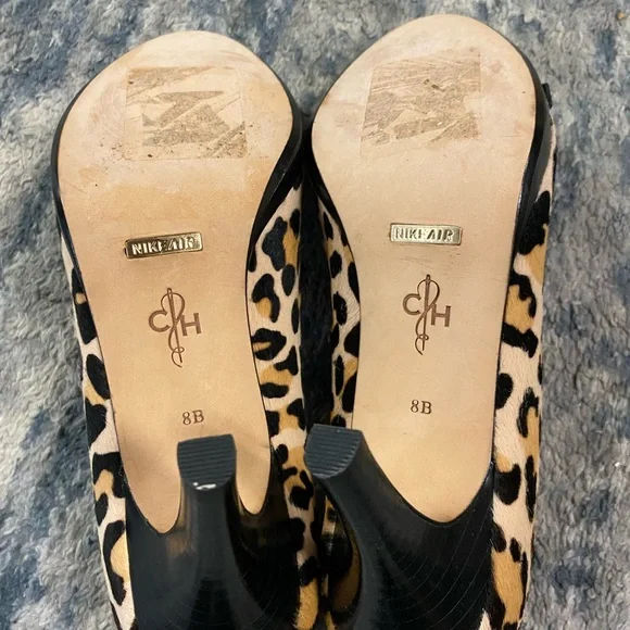 Cole Haan Black Peep Toe Heels with Leopard Bow - Picture 6 of 9